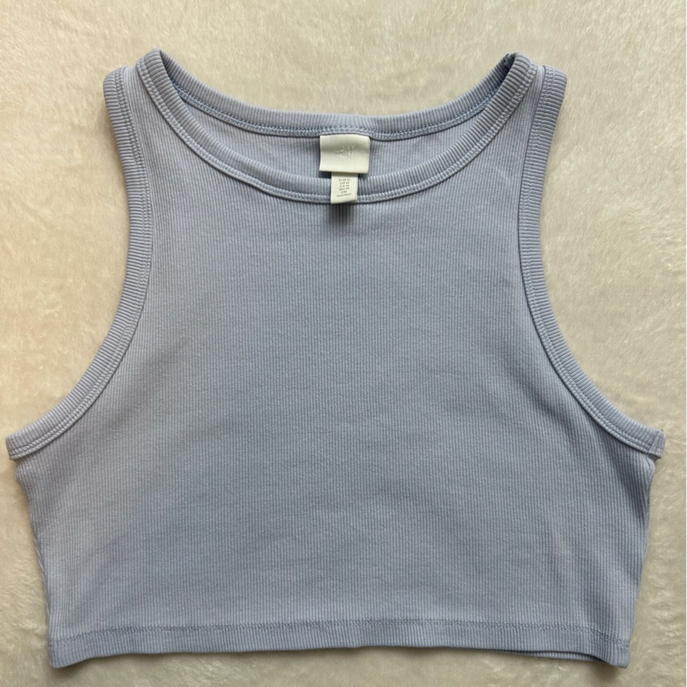 Baby Blue Ribbed Crop Top